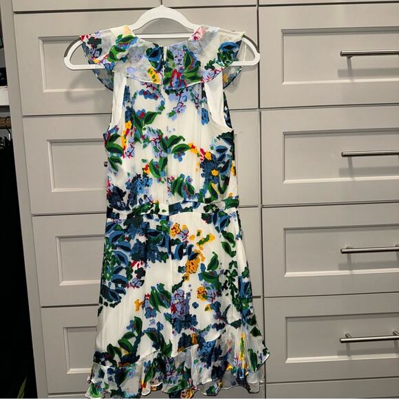 Saloni Cece Ruffle Floral Mini Dress CREAM BEGONIA 6 - Picture 6 of 12